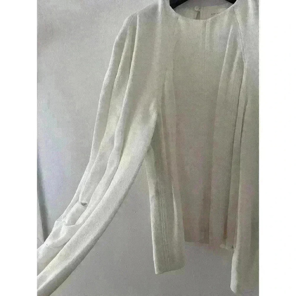 VICTORIA BECKHAM IVORY CREPE LONG VOLUMINOUS SLEEVE BLOUSE US SIZE 2 - Picture 2 of 8